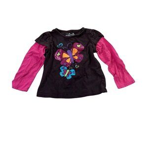 Jumping Beans Girls Black Layered Butterfly T-Shirt Long Sleeves